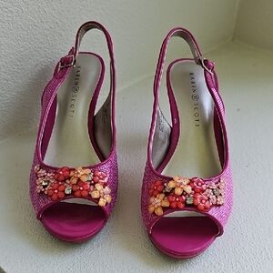 Karen Scott BRANCA Slingback Platform Heels with Floral Accents